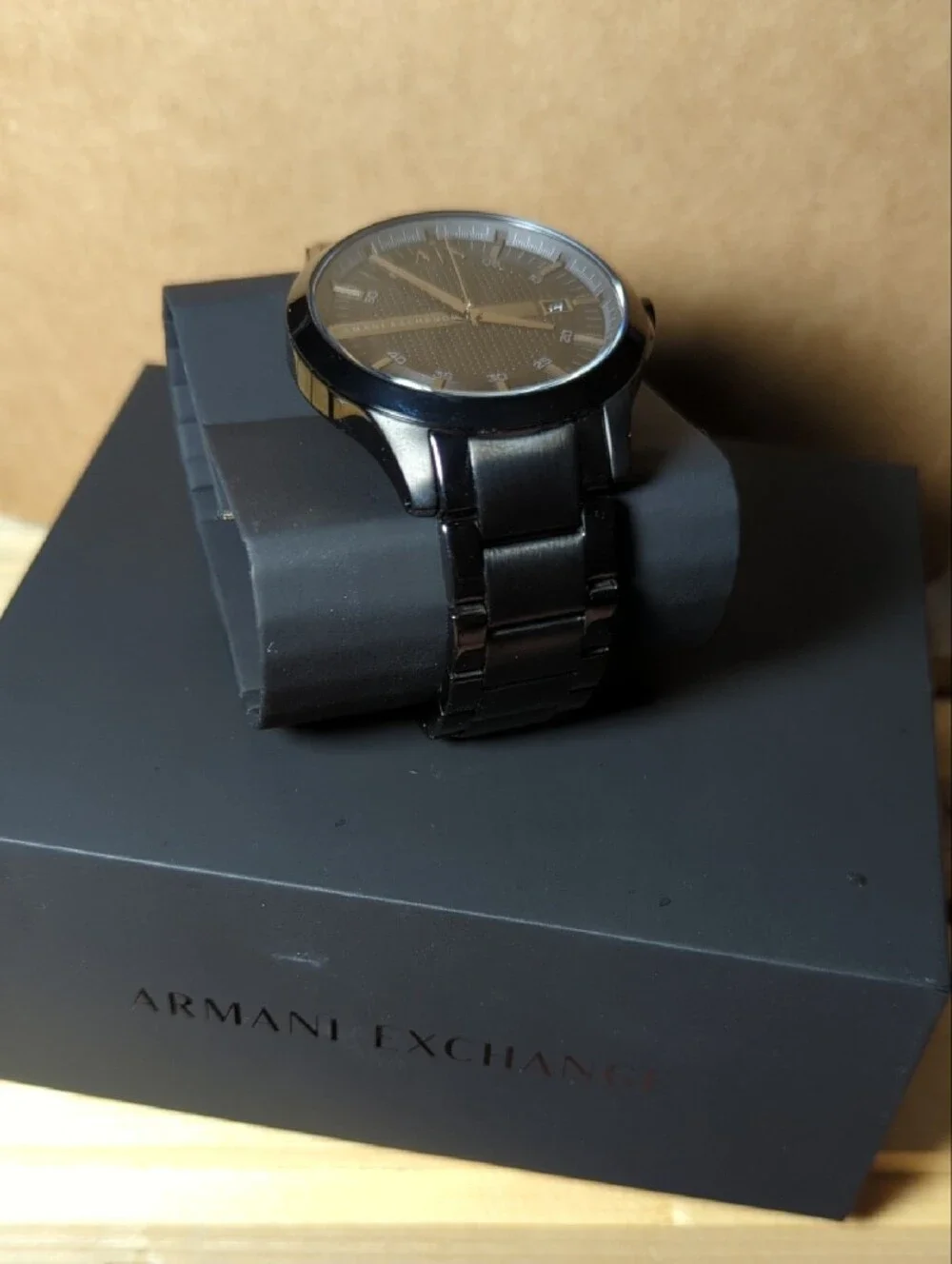Armani Exchange Men’s Black Stainless Steel Watch Gift Set